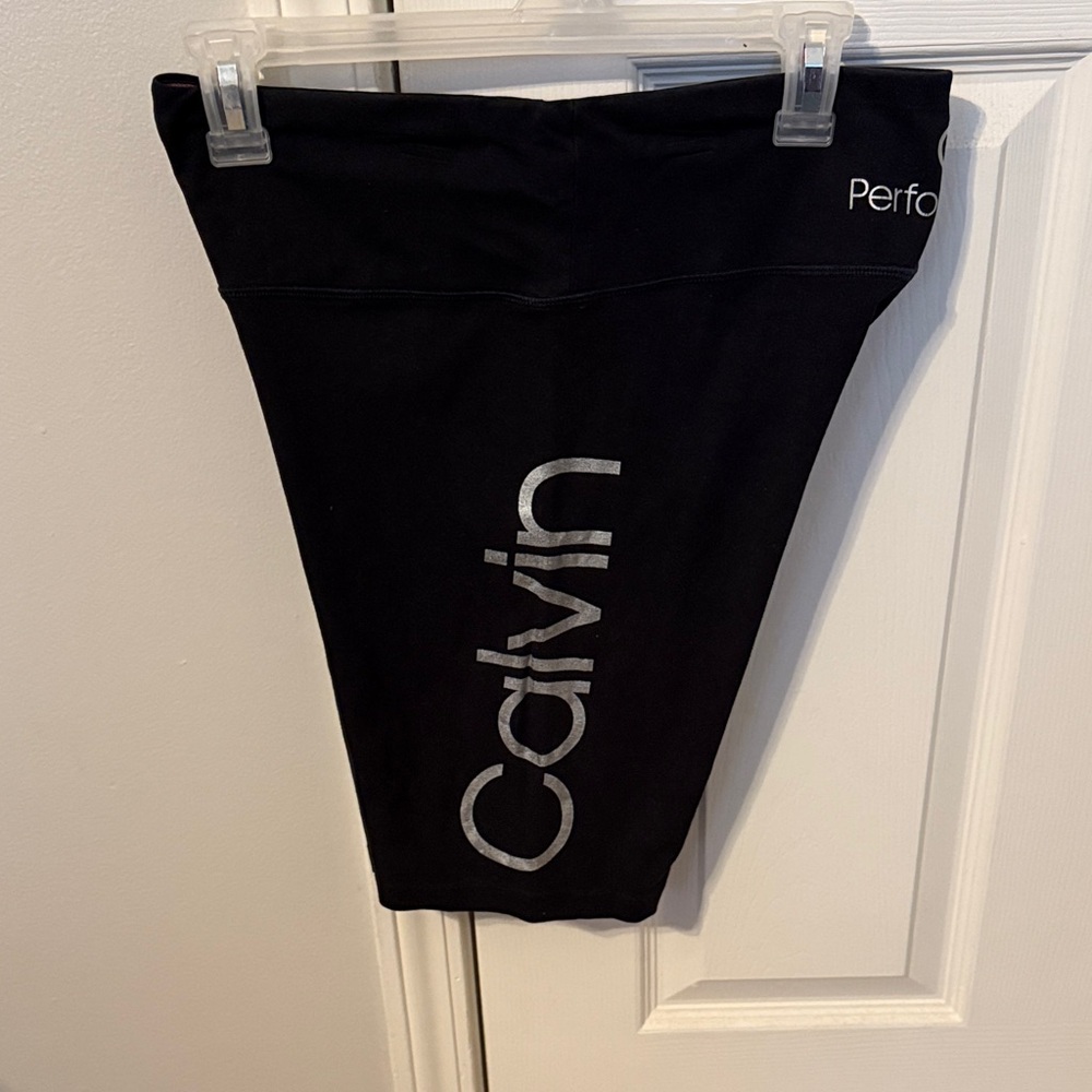 Calvin Klein Black Biker Shorts with Silver Logo
